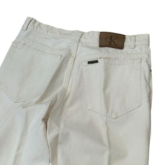 Vintage 90s Calvin Klein White Cotton Denim Jeans USA Straight Leg / Size 14 - - Picture 3 of 4